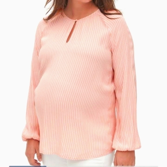 Maternity Stripped Keyhole Longsleeve Viscose Top Size M - Picture 1 of 11